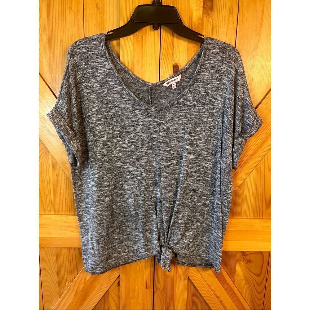 Casual Gray Knit Tie-Front Women’s Top